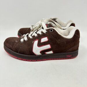 Etnies Brown Suede Fader Skate Shoes Pink Sole Lace-Up Low Top Women's 8